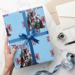 Deus Vult Knight Templar Wrapping Paper Roll Crusader Cross TS10 Light Blue Print Your Wear