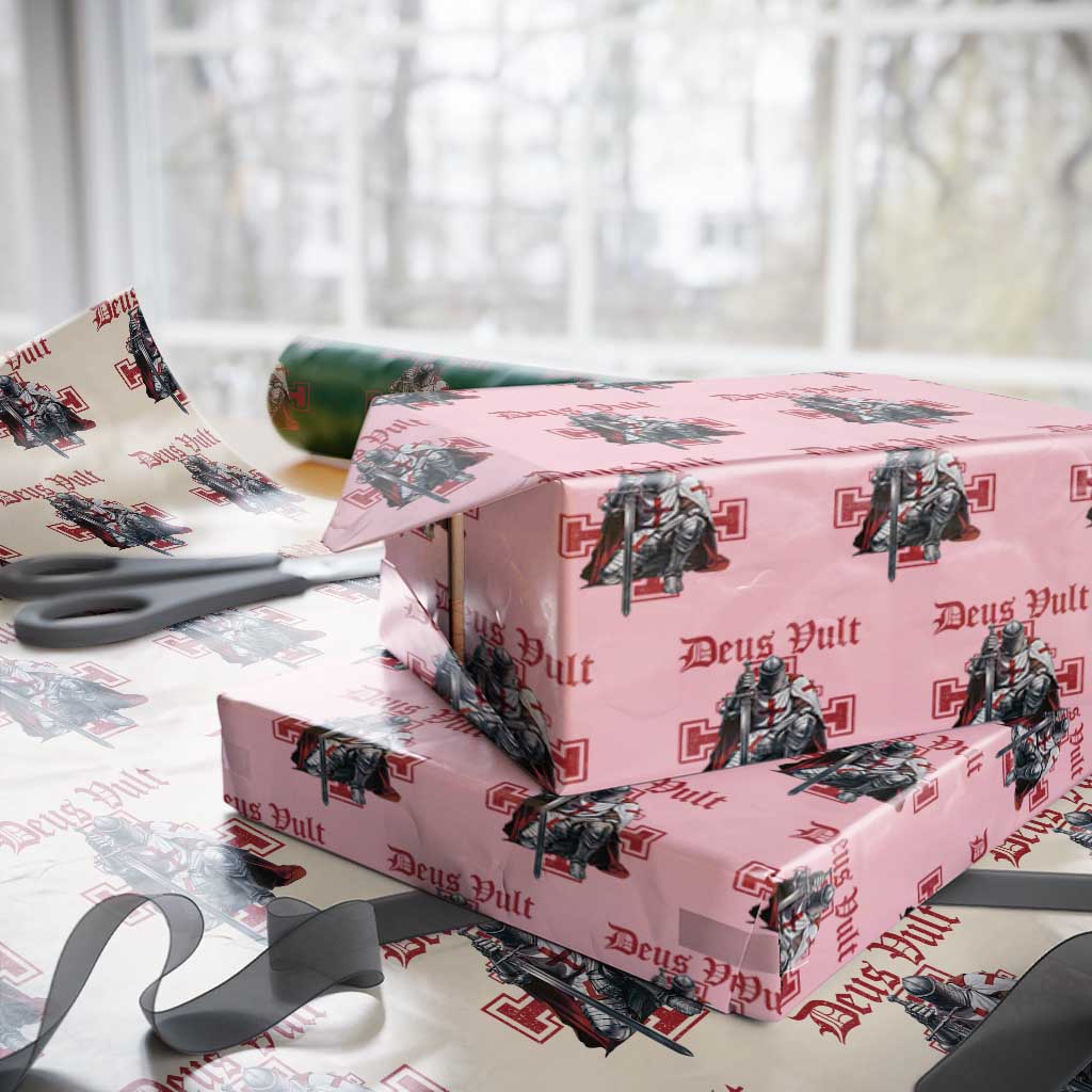 Deus Vult Knight Templar Wrapping Paper Roll Crusader Cross TS10 Light Pink Print Your Wear