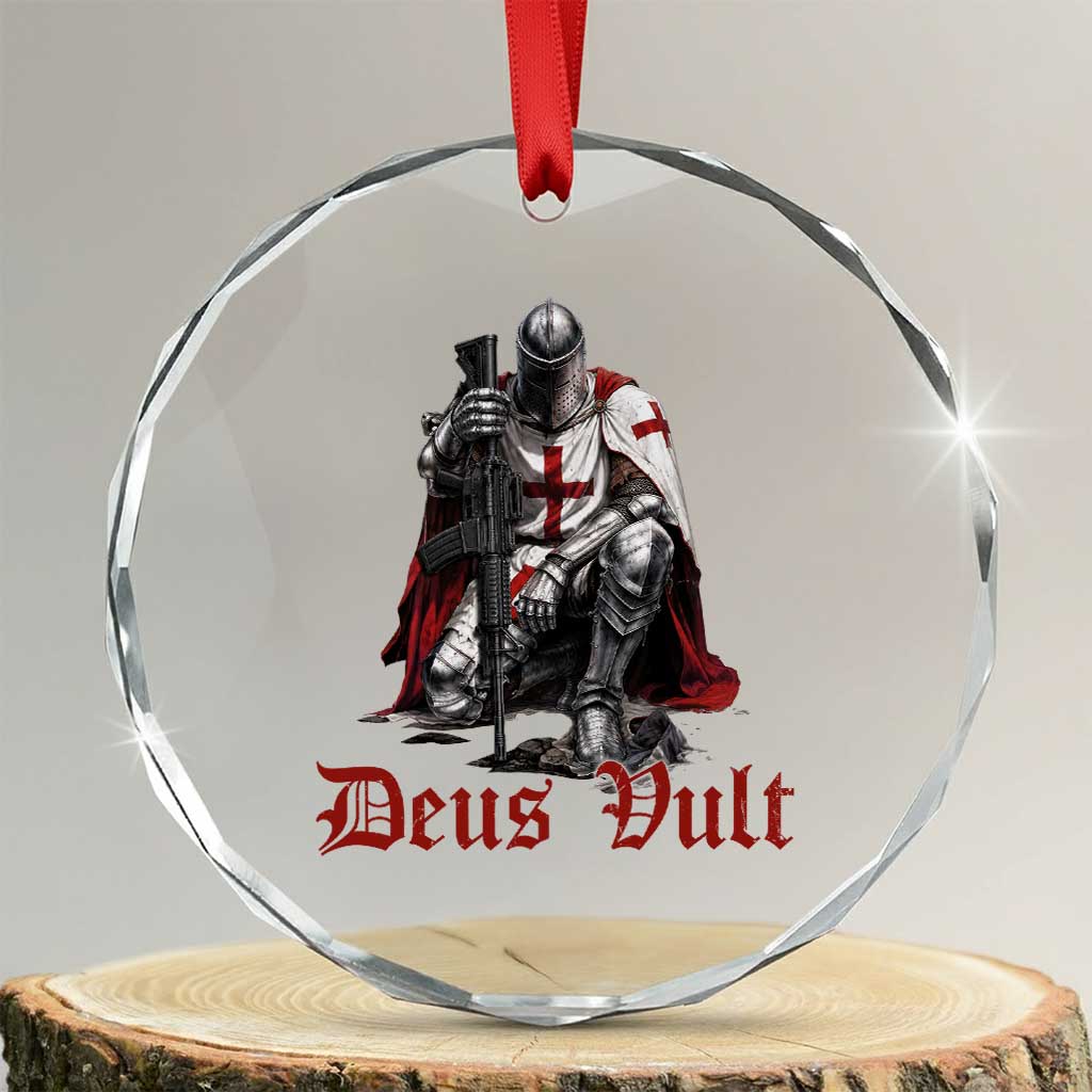 Deus Vult Knights Templar Gun Lover Crystal Glass Ornament Crusader Cross Soldier of Christ TS11 Transparent Glass 3'' Circle Print Your Wear