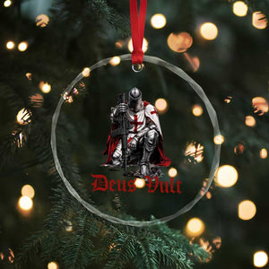 Deus Vult Knights Templar Gun Lover Crystal Glass Ornament Crusader Cross Soldier of Christ