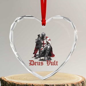 Deus Vult Knights Templar Gun Lover Heart Crystal Glass Ornament Crusader Cross Soldier of Christ