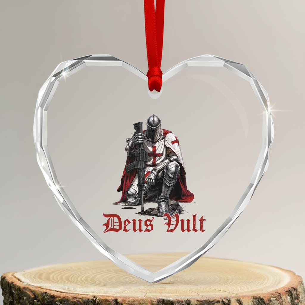 Deus Vult Knights Templar Gun Lover Heart Crystal Glass Ornament Crusader Cross Soldier of Christ TS11 Transparent Glass 3'' Heart Print Your Wear