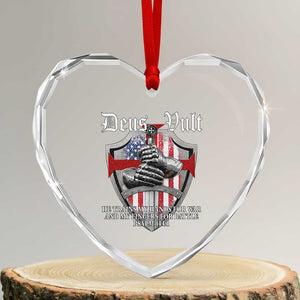 Deus Vult Knights Templar Heart Crystal Glass Ornament He Trains My Hands For War And My Fingers For Battle