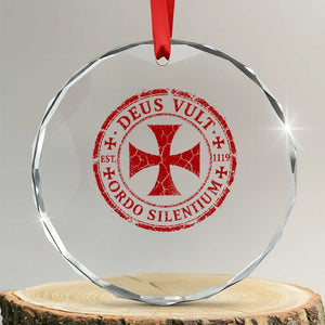 Deus Vult Ordo Silentium Knights Templar Est 1119 Crystal Glass Ornament Crusader Cross
