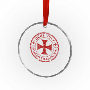 Deus Vult Ordo Silentium Knights Templar Est 1119 Crystal Glass Ornament Crusader Cross
