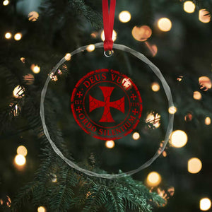 Deus Vult Ordo Silentium Knights Templar Est 1119 Crystal Glass Ornament Crusader Cross