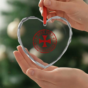 Deus Vult Ordo Silentium Knights Templar Est 1119 Heart Crystal Glass Ornament Crusader Cross