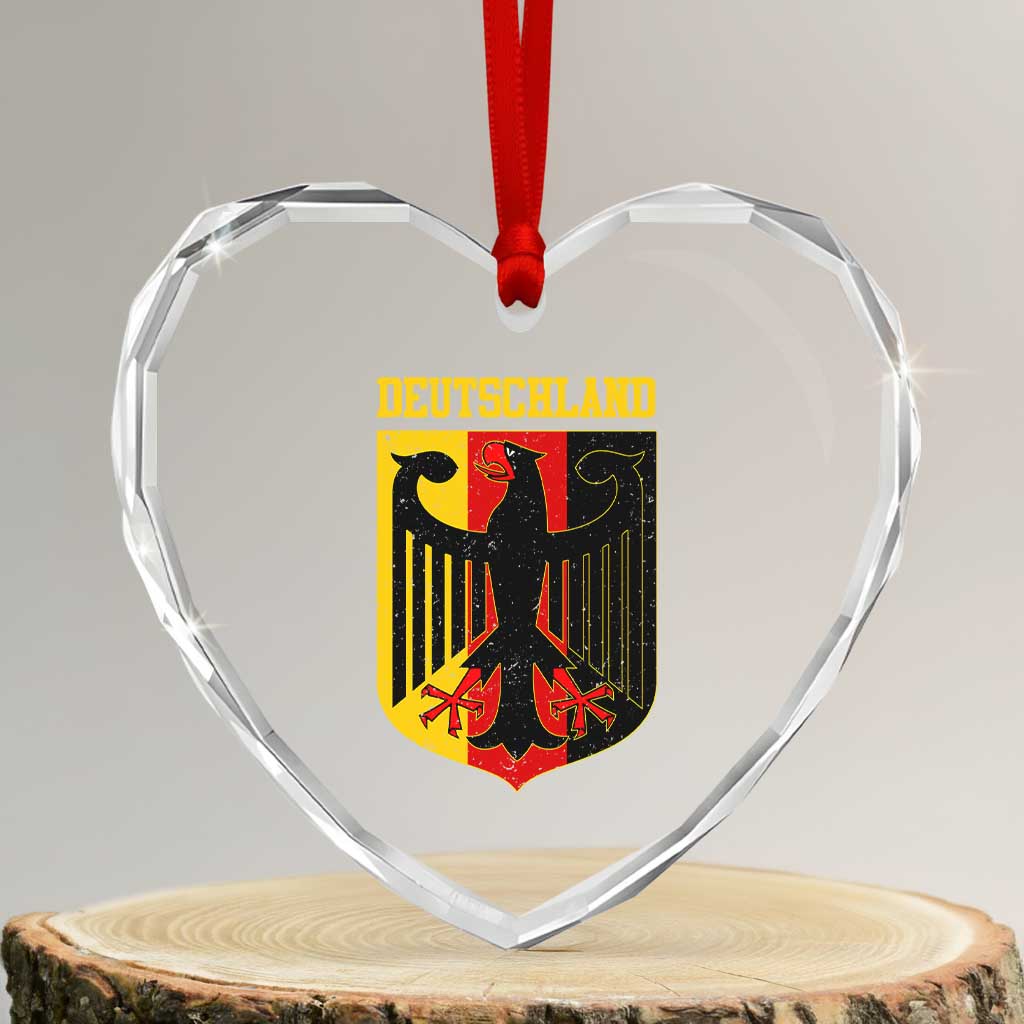 Deutschland German Pride Heart Crystal Glass Ornament Bundesadler Coat of Arms TS11 Transparent Glass 3'' Heart Print Your Wear