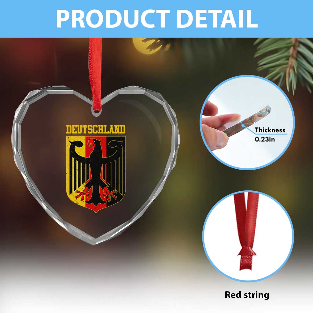 Deutschland German Pride Heart Crystal Glass Ornament Bundesadler Coat of Arms TS11 Print Your Wear