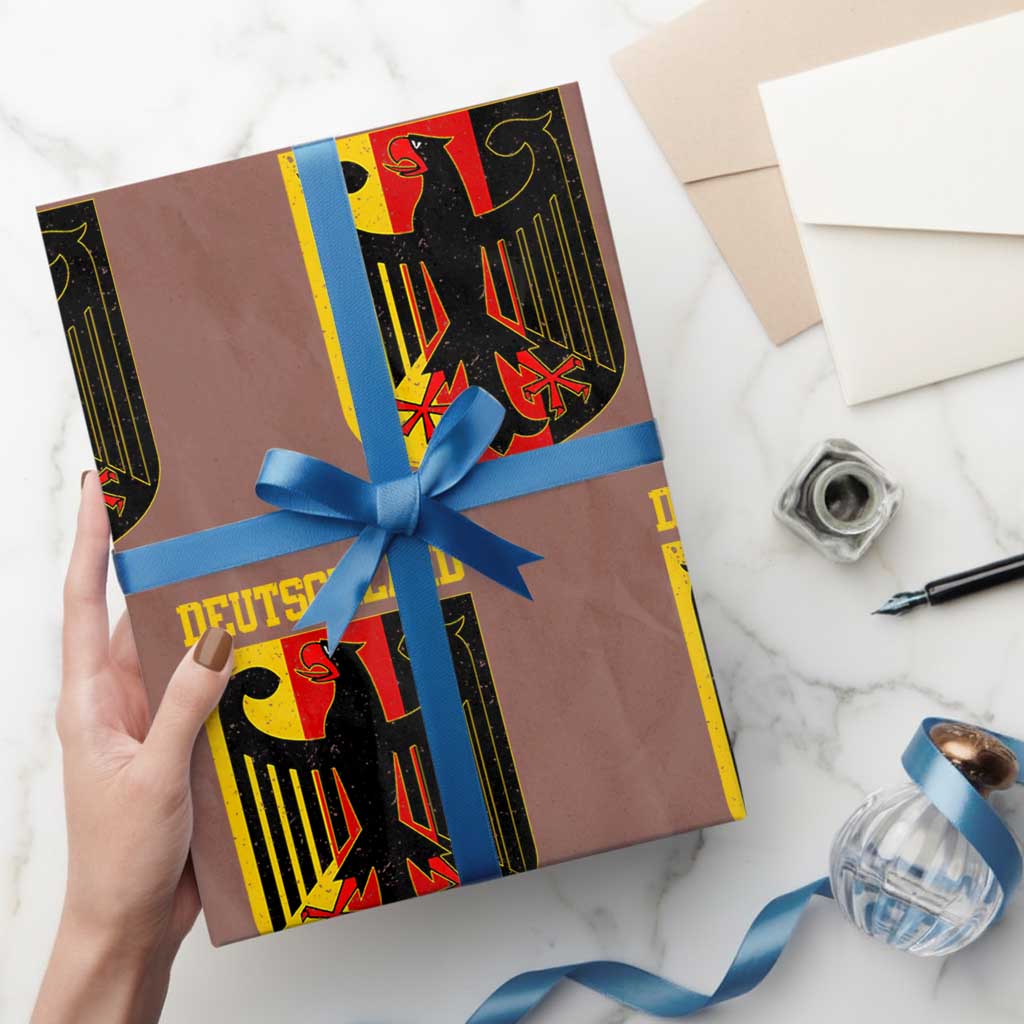 Deutschland German Pride Wrapping Paper Roll Bundesadler Coat of Arms TS11 Mocha Print Your Wear