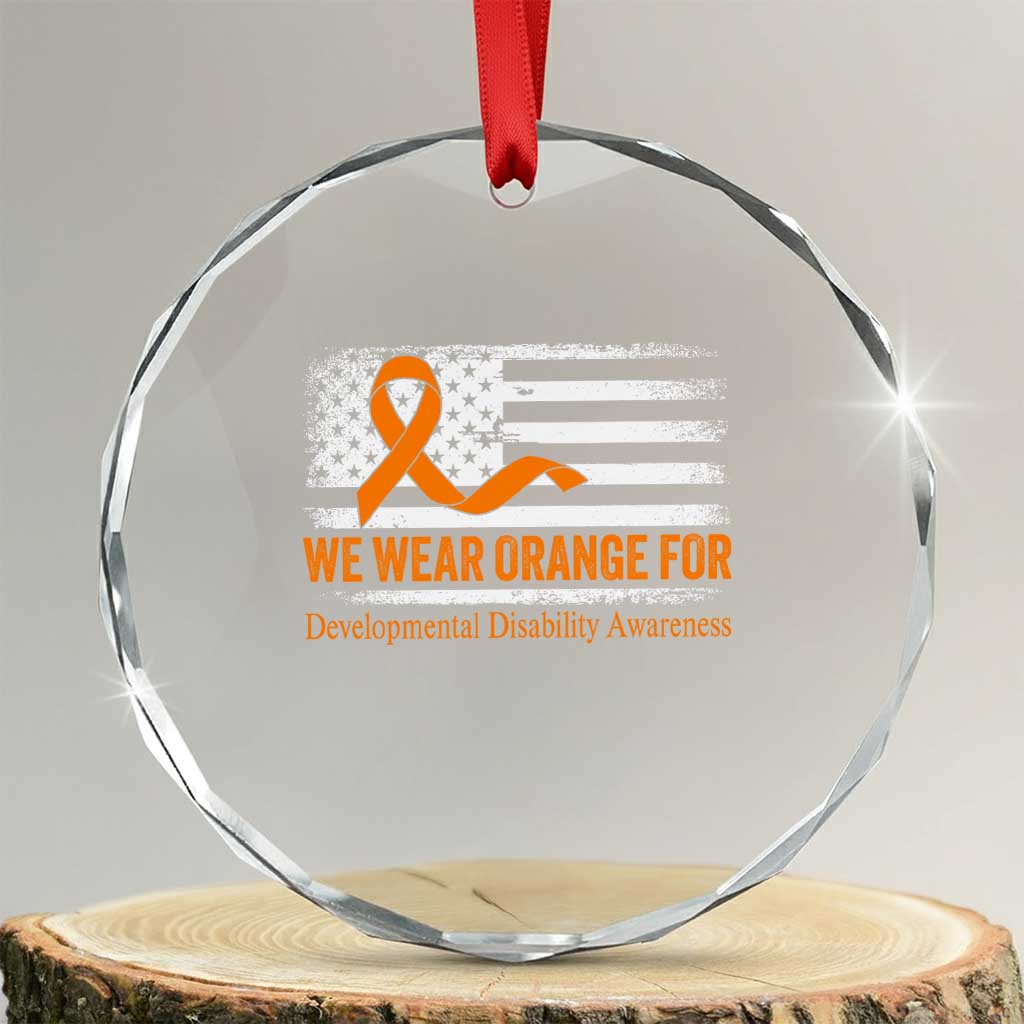 Developmental Disability Awareness Crystal Glass Ornament US American Flag We Wear Orange TS02 Transparent Glass 3'' Circle Print Your Wear