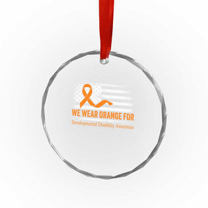 Developmental Disability Awareness Crystal Glass Ornament US American Flag We Wear Orange - Print Your Wear