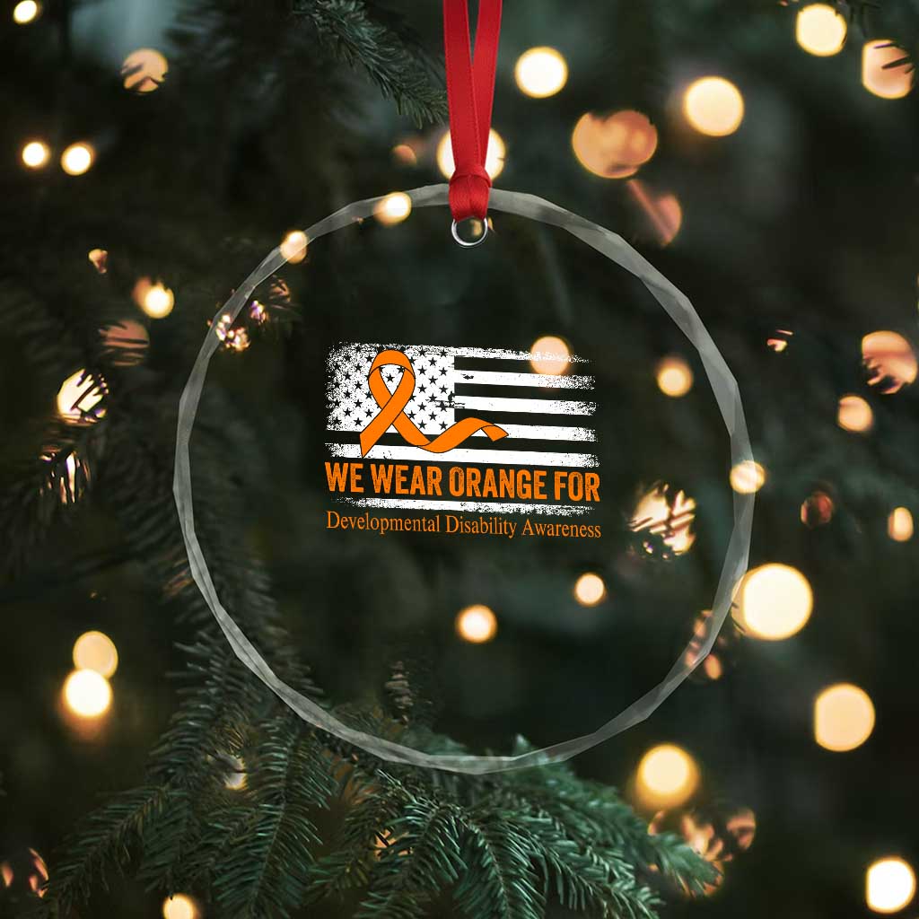 Developmental Disability Awareness Crystal Glass Ornament US American Flag We Wear Orange TS02 Print Your Wear