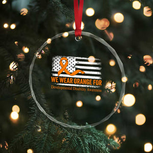 Developmental Disability Awareness Crystal Glass Ornament US American Flag We Wear Orange - Print Your Wear