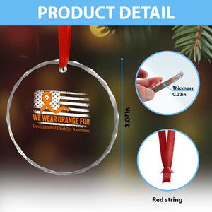 Developmental Disability Awareness Crystal Glass Ornament US American Flag We Wear Orange - Print Your Wear