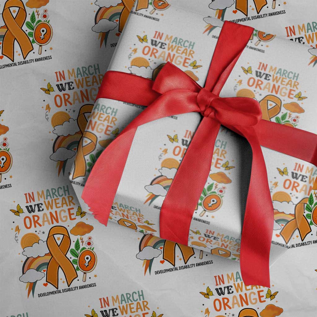 Developmental Disability Awareness Wrapping Paper Roll In March We Wear Orange TS02 White Print Your Wear