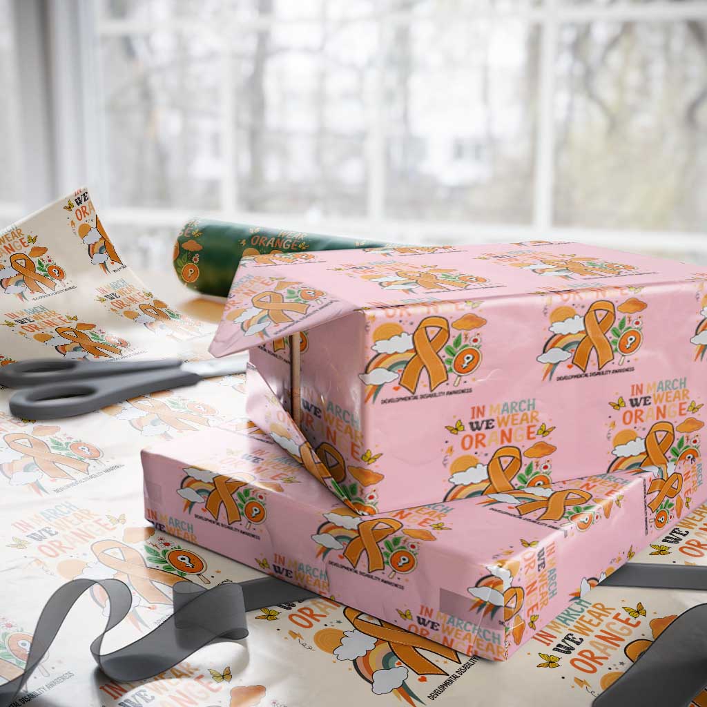Developmental Disability Awareness Wrapping Paper Roll In March We Wear Orange TS02 Light Pink Print Your Wear