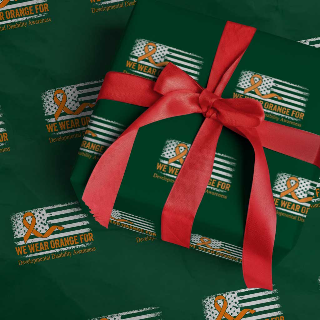 Developmental Disability Awareness Wrapping Paper Roll US American Flag We Wear Orange TS02 Green Print Your Wear