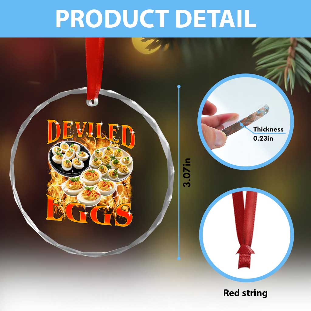 Deviled Eggs Crystal Glass Ornament Vintage 90s Thanksgiving Funny Foodie Bootleg Graphic TS10 Print Your Wear