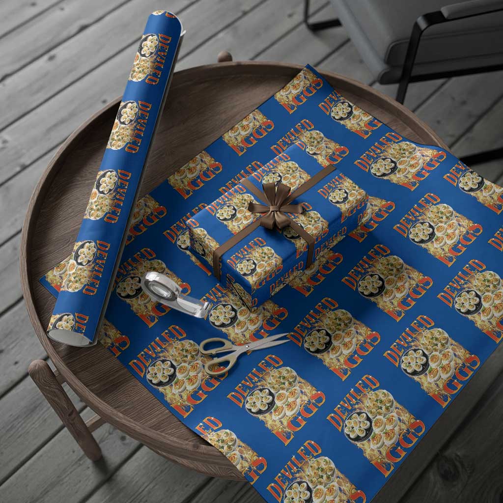 Deviled Eggs Wrapping Paper Roll Vintage 90s Thanksgiving Funny Foodie Bootleg Graphic TS10 Blue Print Your Wear
