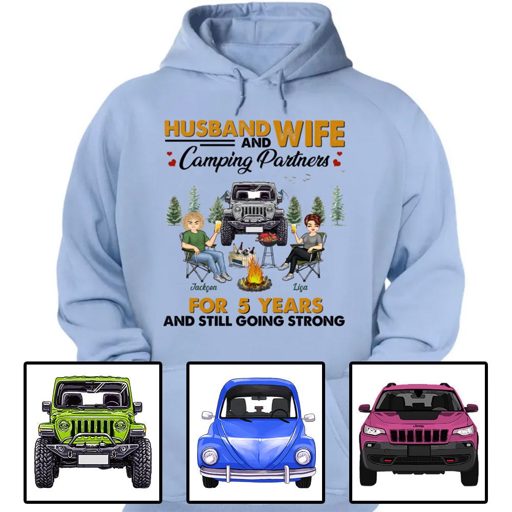 Custom JP Shirts, Husband And Wife Camping Partners For Years And Still Going Strong Apparel CTM Custom - Printyourwear