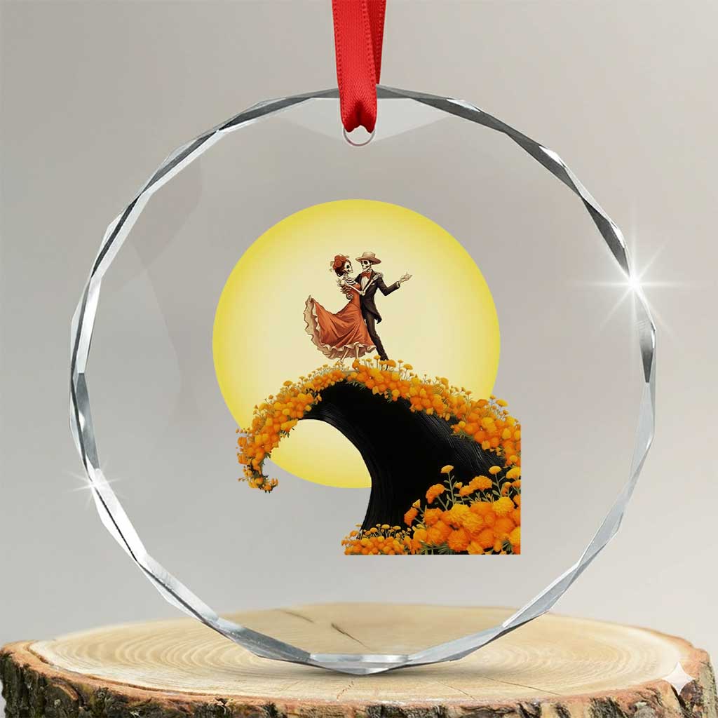 Dia De Los Muertos Crystal Glass Ornament Skeletons Dancing Mexican TS14 Transparent Glass 3'' Circle Print Your Wear
