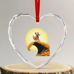 Dia De Los Muertos Heart Crystal Glass Ornament Skeletons Dancing Mexican TS14 Transparent Glass 3'' Heart Print Your Wear