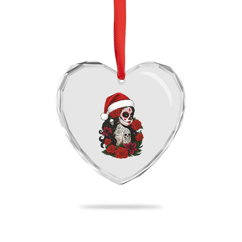 Dia De Los Muertos Mexican Christmas Heart Crystal Glass Ornament Day of the Dead Sugar Skull Women TS14 Print Your Wear
