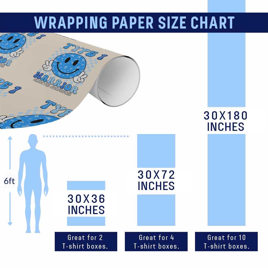 Diabetes Awareness Wrapping Paper Roll Blue Ribbon T1D Warrior Support Squad Retro Groovy TS02 Print Your Wear