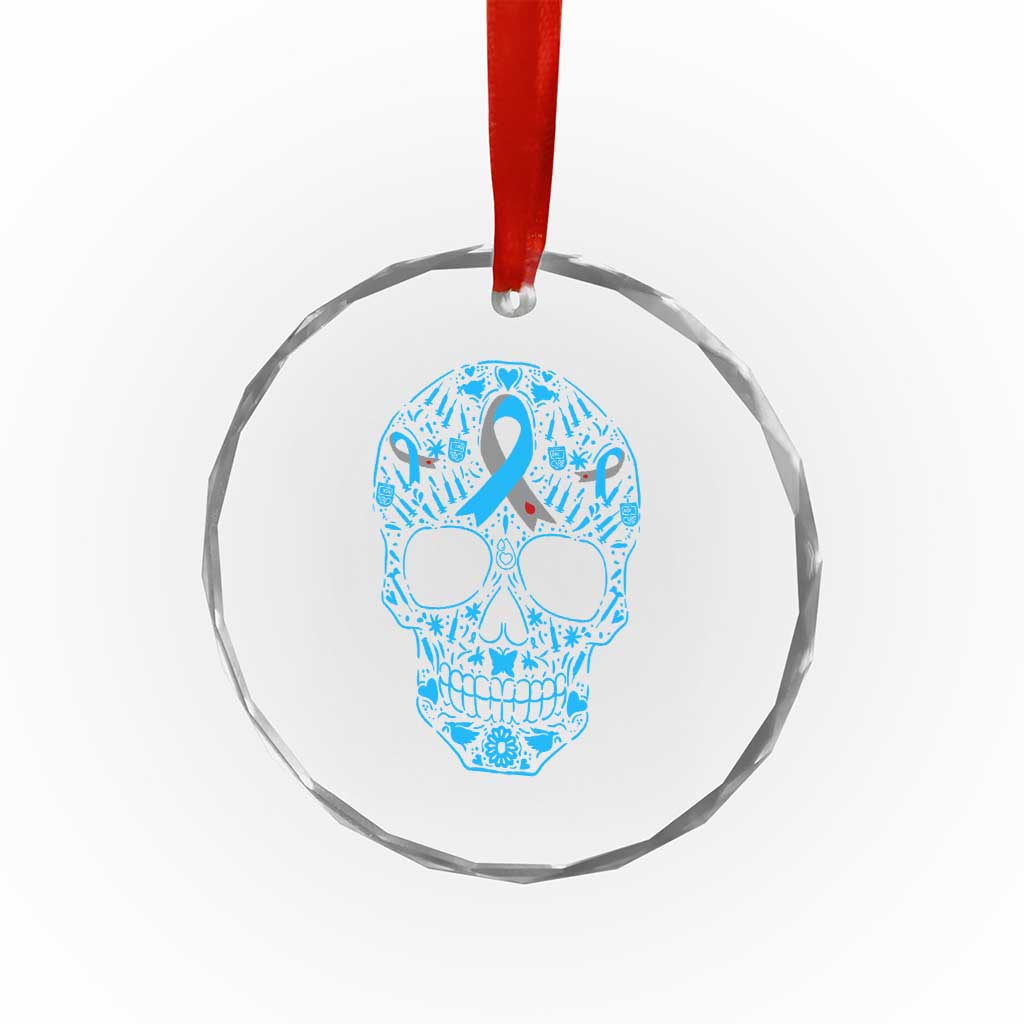 Diabetes Awareness Skull Crystal Glass Ornament Blue Ribbon T1D Support Sugar Skull TS10 Print Your Wear