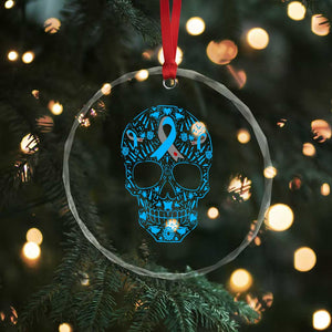 Diabetes Awareness Skull Crystal Glass Ornament Blue Ribbon T1D Support Sugar Skull TS10 Print Your Wear