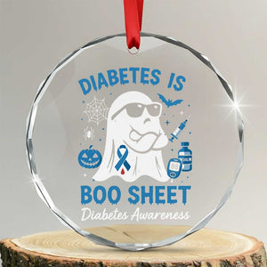 Diabetes is Boo Sheet Crystal Glass Ornament Funny Halloween Ghost Diabetes Type 1 2 Awareness - Print Your Wear
