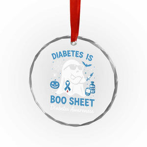 Diabetes is Boo Sheet Crystal Glass Ornament Funny Halloween Ghost Diabetes Type 1 2 Awareness - Print Your Wear