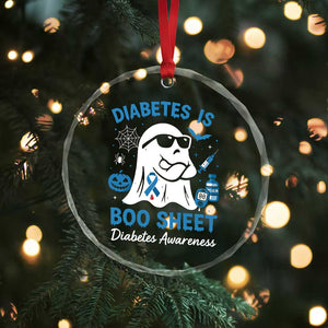 Diabetes is Boo Sheet Crystal Glass Ornament Funny Halloween Ghost Diabetes Type 1 2 Awareness - Print Your Wear