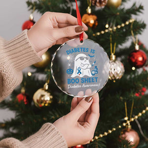 Diabetes is Boo Sheet Crystal Glass Ornament Funny Halloween Ghost Diabetes Type 1 2 Awareness - Print Your Wear