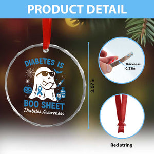 Diabetes is Boo Sheet Crystal Glass Ornament Funny Halloween Ghost Diabetes Type 1 2 Awareness - Print Your Wear