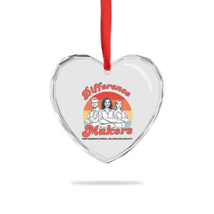 Difference Makers Teacher Appreciation Heart Crystal Glass Ornament Empowering Minds & Advancing Equity Retro Educator TS02 Print Your Wear