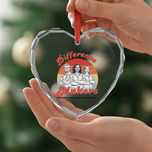 Difference Makers Teacher Appreciation Heart Crystal Glass Ornament Empowering Minds & Advancing Equity Retro Educator TS02 Print Your Wear