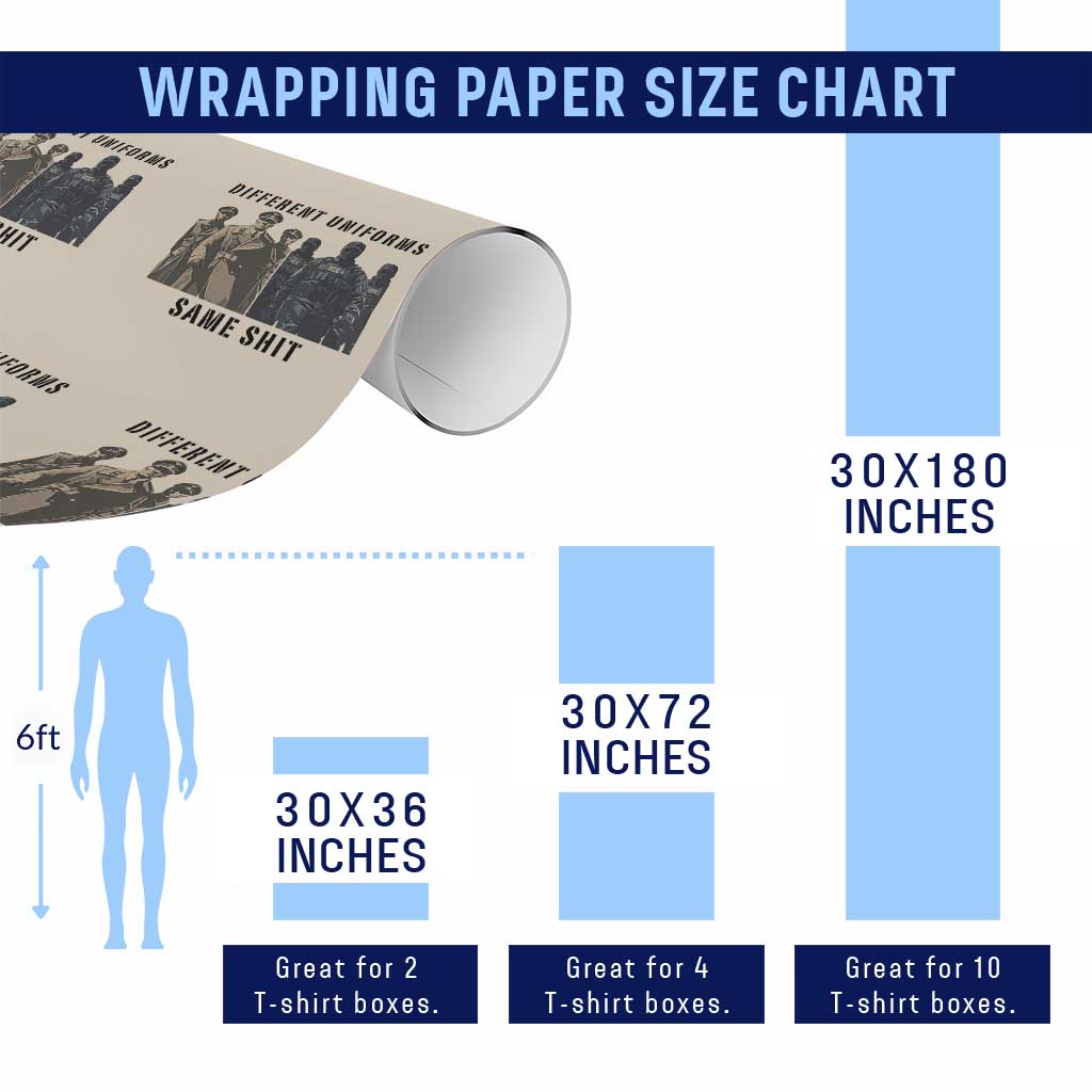 Different Uniforms Same Shit Sarcastic Wrapping Paper Roll Anti Authoritarian Fascism Protest TS02 Print Your Wear
