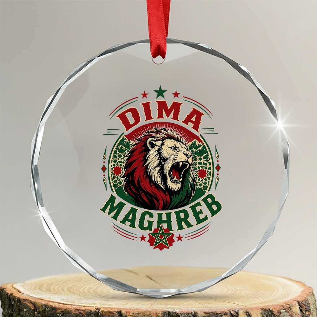 Dima Maghreb Morocco Lion Roar Crystal Glass Ornament Proud Patriotic Moroccan Spirit Heritage Support TS02 Transparent Glass 3'' Circle Print Your Wear