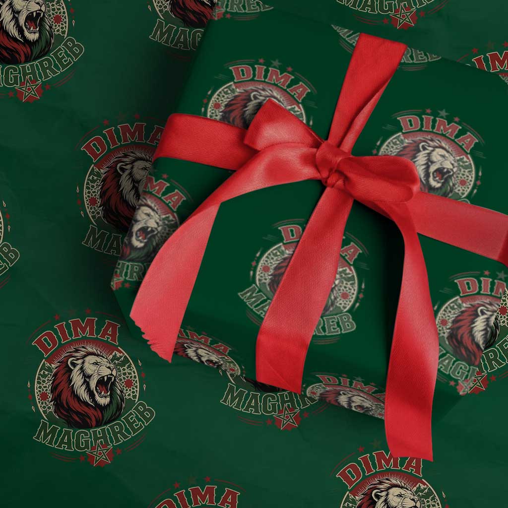 Dima Maghreb Morocco Lion Roar Wrapping Paper Roll Proud Patriotic Moroccan Spirit Heritage Support TS02 Green Print Your Wear