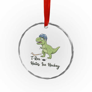 Dino Hates Ice Hockey Crystal Glass Ornament Funny Ice Sports Dinosaur Gift TS12 Print Your Wear