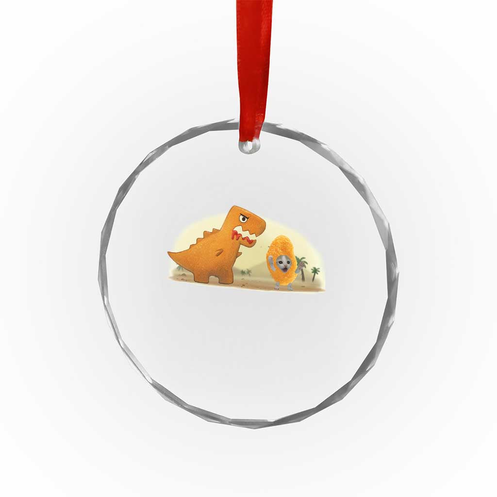 Dino Nuggets Chasing Cat Crystal Glass Ornament Funny Nugget Lover Gift TS12 Print Your Wear