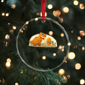 Dino Nuggets Chasing Cat Crystal Glass Ornament Funny Nugget Lover Gift TS12 Print Your Wear