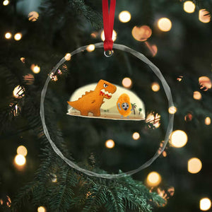 Dino Nuggets Chasing Cat Crystal Glass Ornament Funny Nugget Lover Gift TS12 Print Your Wear