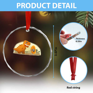Dino Nuggets Chasing Cat Crystal Glass Ornament Funny Nugget Lover Gift TS12 Print Your Wear