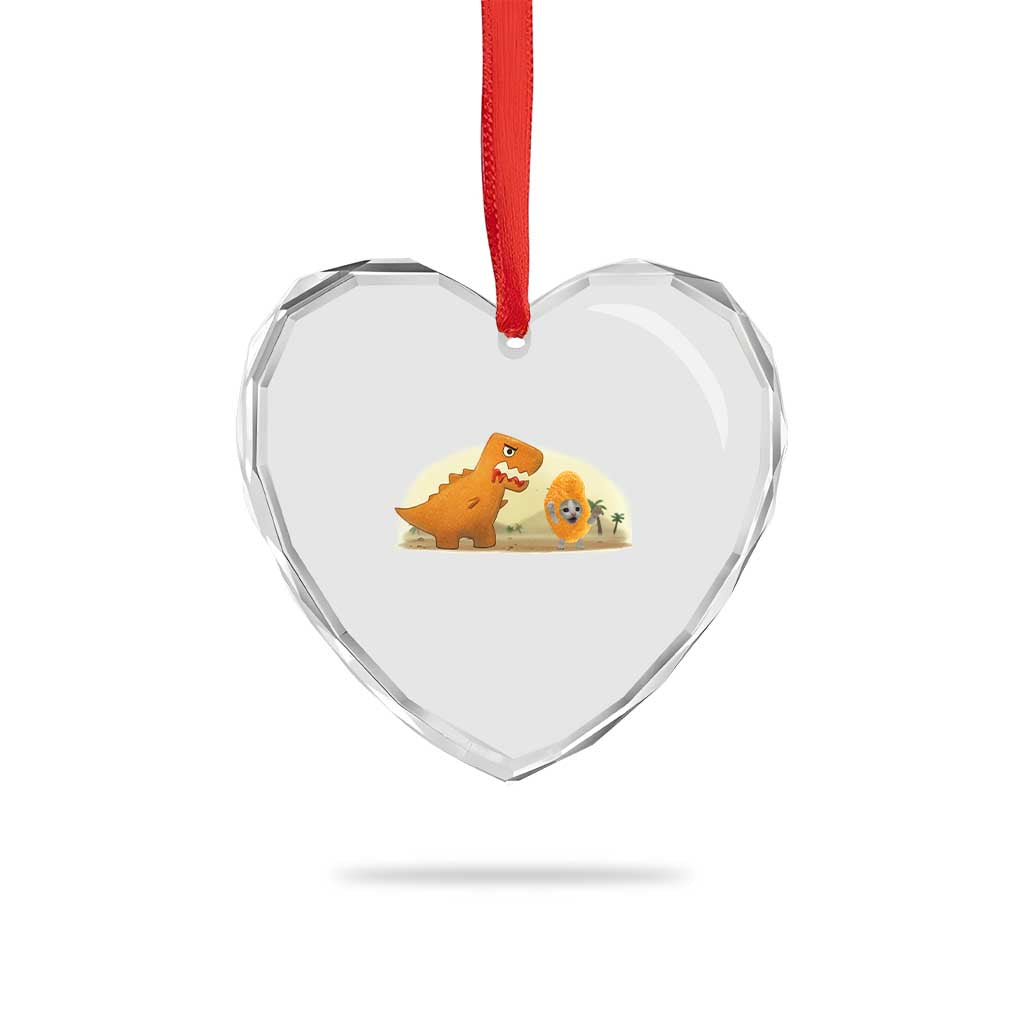 Dino Nuggets Chasing Cat Heart Crystal Glass Ornament Funny Nugget Lover Gift TS12 Print Your Wear