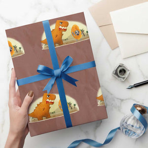 Dino Nuggets Chasing Cat Wrapping Paper Roll Funny Nugget Lover Gift TS12 Mocha Print Your Wear