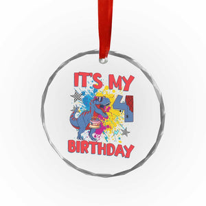 Dino Spider Its My 4th Birthday Crystal Glass Ornament Dinosaur Gift For Boys
