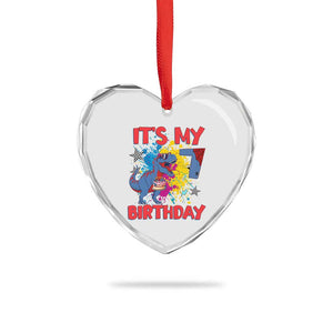 Dino Spider Its My 7th Birthday Heart Crystal Glass Ornament Dinosaur Gift For Boys